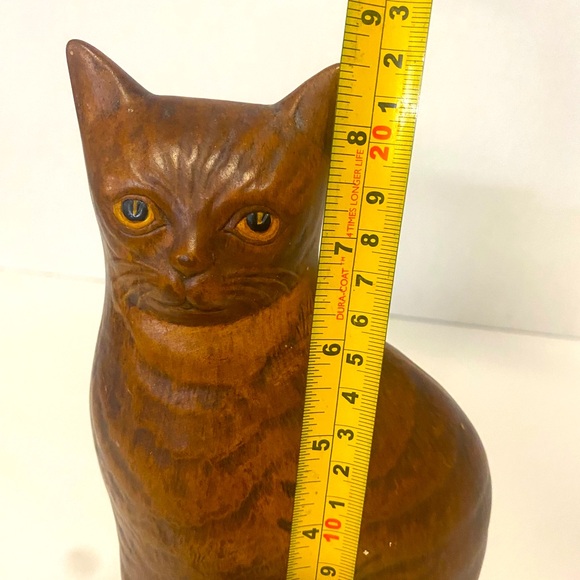 Vintage Ceramic Textured  Very Cute Brown Cat Statue 1960’s - Picture 6 of 9